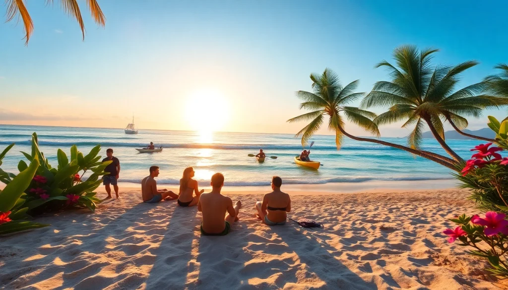 O que fazer em Paripueira: pôr do sol na Praia de Paripueira com amigos curtindo a praia e a paisagem tropical