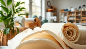 Verken ongebleekt katoen met natuurlijke textuur in een sfeervolle naaikamer.