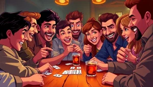 Engage with Ok rummy as players strategize at a lively game table filled with cards and excitement.