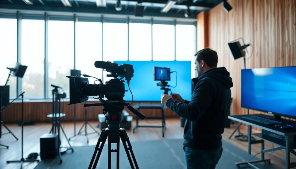 Creating engaging commercial videography in a vibrant studio setting with professional equipment.