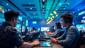 Exciting online gaming scene featuring uu88 com players engaged in diverse games and vibrant graphics.