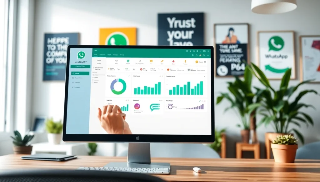 Optimize customer interactions with WhatsApp Smart CRM interface in a modern office.