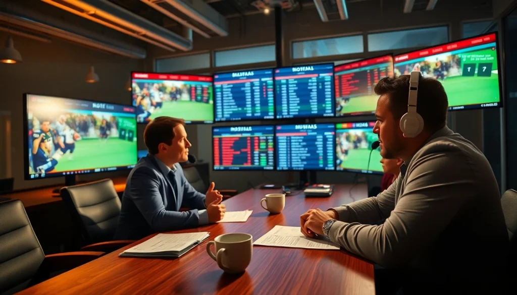 Engaging sports analyst presenting insights on British Columbia sports betting in a vibrant setting.