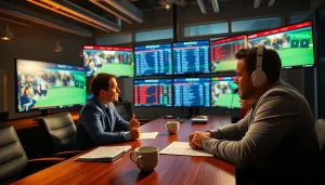 Engaging sports analyst presenting insights on British Columbia sports betting in a vibrant setting.