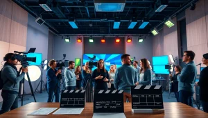 Captivating scene depicting a team at a Creative Video Production Agency collaborating on a project.