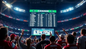 Engaged fans cheer for Canada sports betting with vibrant atmosphere and live game statistics.