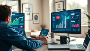 Visual representation of a youtube smm panel in a digital marketing workspace, emphasizing analytics and strategy.