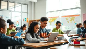 Dynamic classroom environment promoting education equity and collaboration among diverse students.