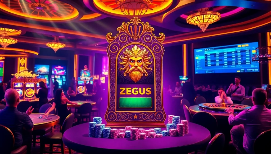 Engaging players spinning the zeus slot machine amidst a vibrant casino atmosphere.