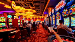 Rasakan sensasi slot depo pulsa di kasino yang meriah dengan para pemain yang terlibat dalam permainan yang mendebarkan.