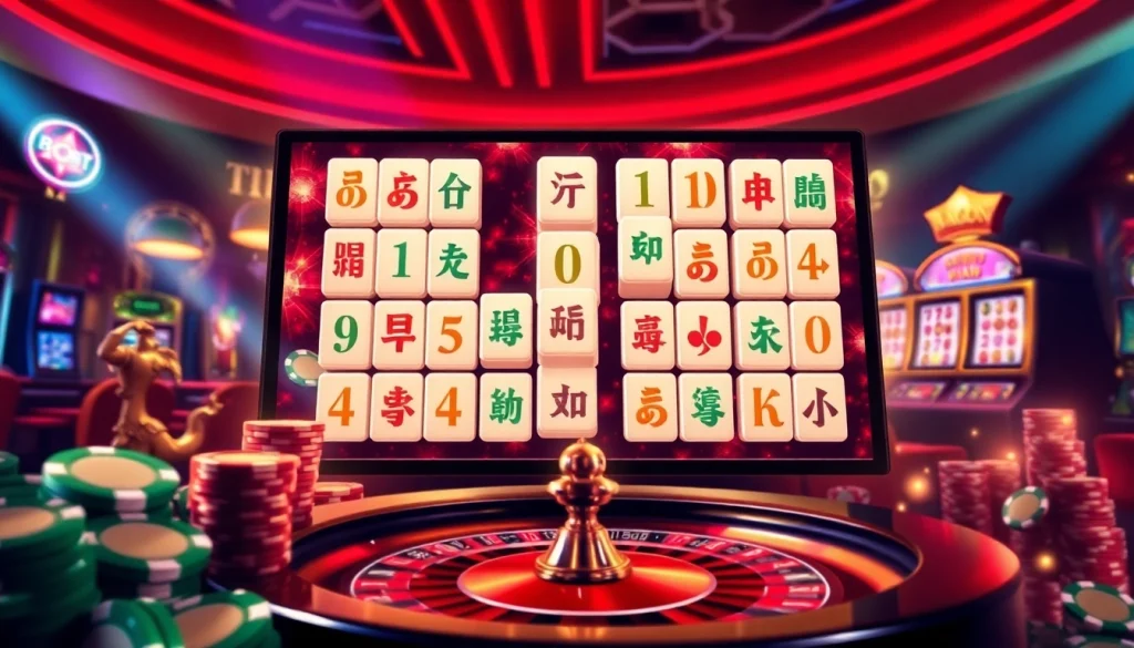 Terlibat dalam permainan Link Mahjong dengan latar elemen kasino yang menarik seperti chip poker dan roda roulette.