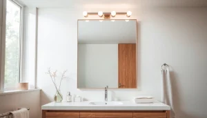 Illuminate your space with a stunning mirror with lights, accentuating modern bathroom elegance.