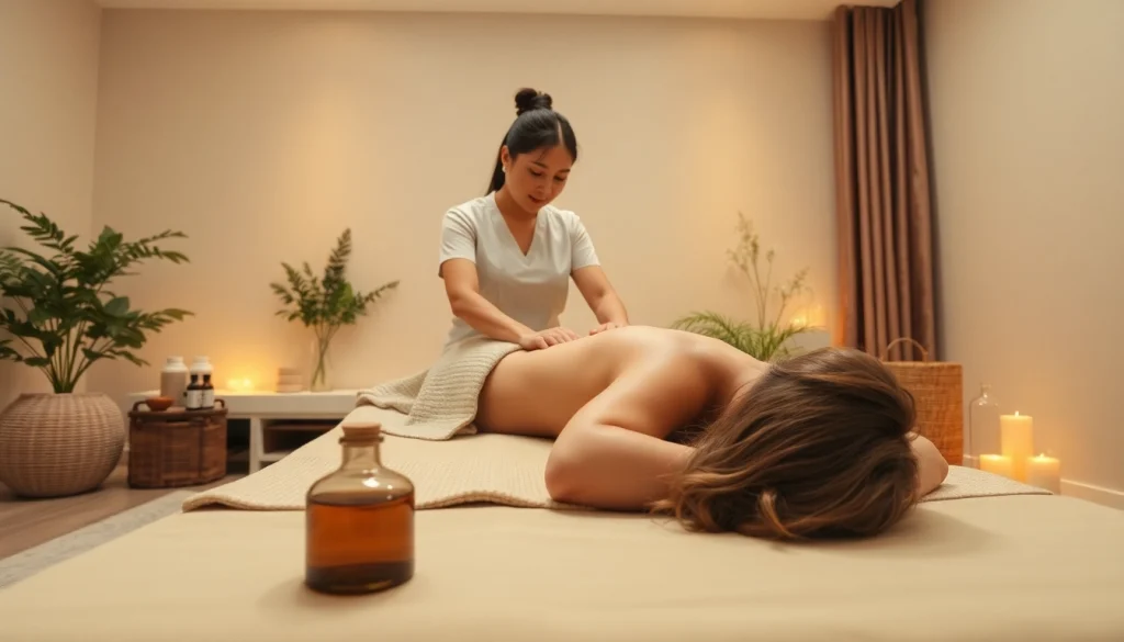 치료사와 고객이 고요하고 차분한 환경에서 진행되는 편안한 오산출장마사지 세션.